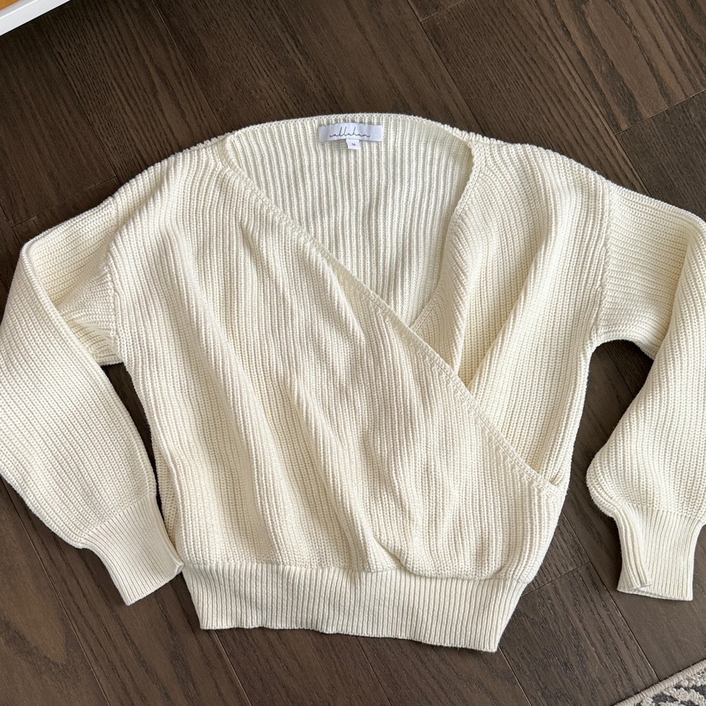 Callahan 100% Cotton Cream Wrap Sweater